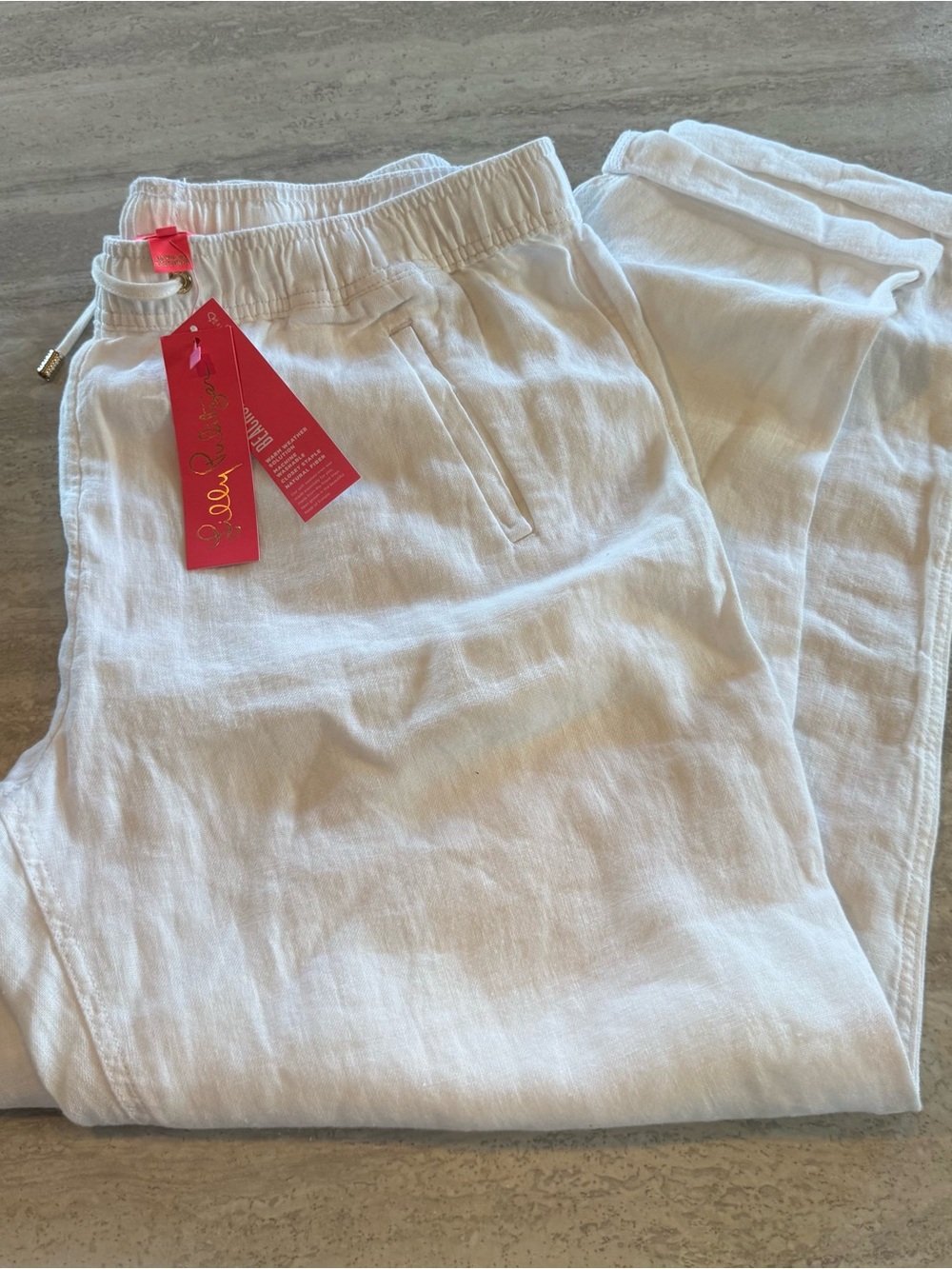 NWT - Lilly Pulitzer Taron Linen Pants - Size XL - White
